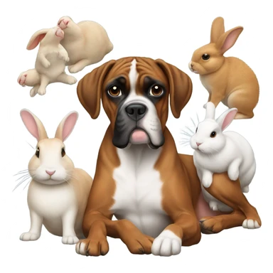 Dog boxer with rabbits arround  sticker