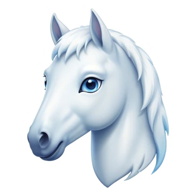 Cinematic Cute White Horse Portrait Emoji, Head tilted playfully and inquisitively, showcasing a glossy white fur with a luminous sheen and gentle, expressive blue eyes, Simplified yet irresistibly adorable features, highly detailed, glowing with a warm, friendly glow, high shine, affectionate and spirited, stylized with a touch of whimsy, bright and endearing, soft glowing outline, capturing the essence of a mischievous yet loving horse, so playful it feels like it could prance out of the screen and into your arms! sticker