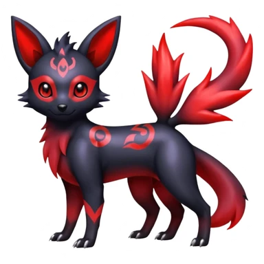  Shiny red iridescent Zorua-Umbreon-Salandit-Jolteon-fusion sticker