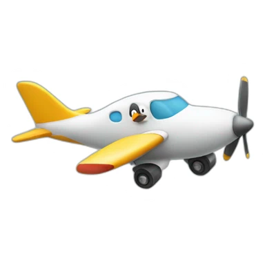penguin driving a plane sticker