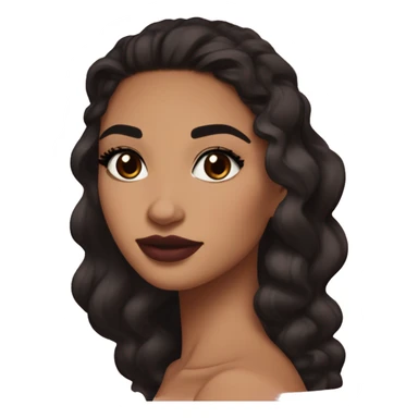 Maddy Perez euphoria show teenager: warm brown eyes, bold black eyeliner, dark arched brows, full nude-berry lips, light latina skin, high cheekbones, sleek dark brown long hair in waves/ponytail, rhinestones on her face

 sticker