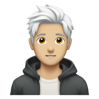 Anime Boy with short faded Sliver White hair sticker