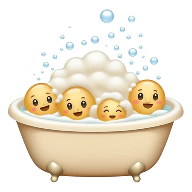 Beige bath with white foam sticker