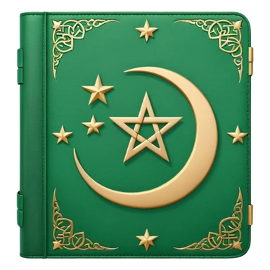 Closed Quran with the Islamic Symbol on it (moon and star) green sticker