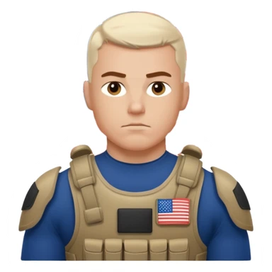 generate realistic manly white american soldier in body armor and full uniform with small usa flag on shoulder sticker