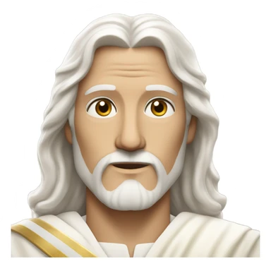 Close up Jesus headshot white hair white beard white robe and golden sash diagonally across his chest sticker