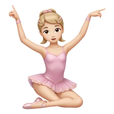 Una chica con vestuario de bailarina con las piernas flexionadas, el dedo índice en la boca, el tren superior inclinado hacia la izquierda y con la cadera proyectada hacia la izquierda sticker