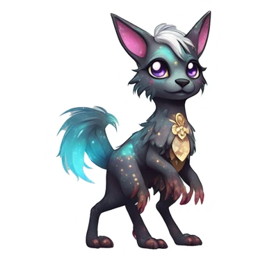 cute Kawaii edgy fantasy animal sparkle fursona Fionbri creature by griffsnuff & LiLaiRa & Falvie full body sticker