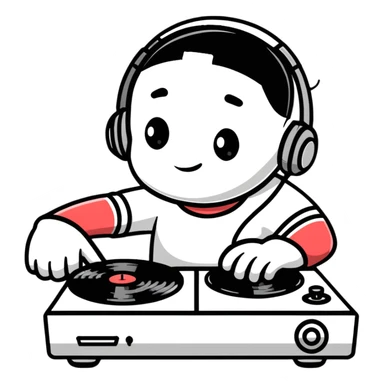 DJ mixing beats on turntables sticker