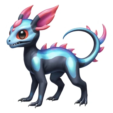 Shiny Duskull-Salandit-Sylveon-Fakémon-hybrid-creature (full body)  sticker