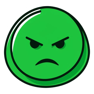 Geometric Maya style sad emoji - no reply, strictly white and deep dark green only, angular sharp lines sticker