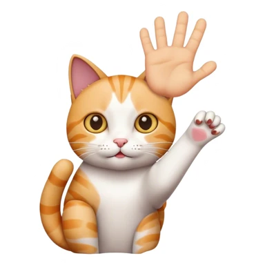 cat with hand reaching sticker