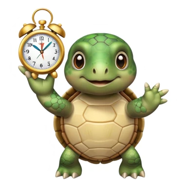 cute turtle hold a clock in hands sticker