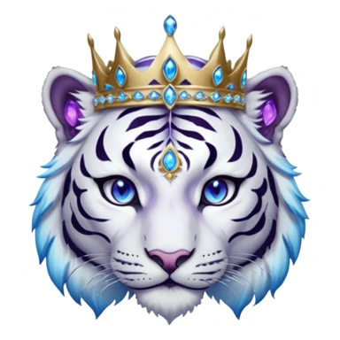 ESO Female white/black tiger khajiit leader of the umbral rose, glowing blue eyes, glowing blue 'third eye' gem; silver crown/tiara with purple gems sticker