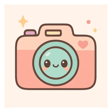 a camera, kawaii style, cute and charming sticker