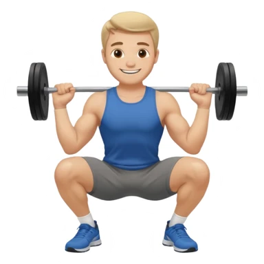 white man doing squat workout, smiling expression sticker