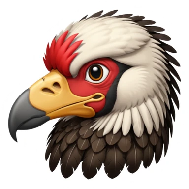 Mature vulture with black and red feathers looking towards the center of the image. sticker