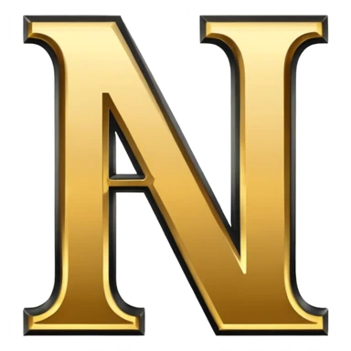 letter N in black and gold sticker