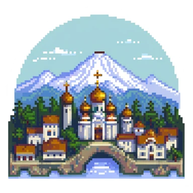 illustration of Nalchik city in pixel art style sticker