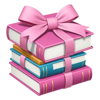 Pink Books stacked up and tied together by a white bow sticker