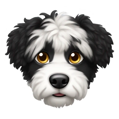 fuzzy black and white dog sticker