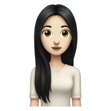 Pale girl with long black hair with black heart  sticker