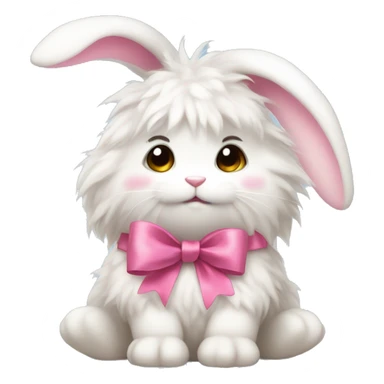 Fluffy bunny with pink bow sticker