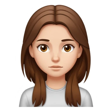 girl with long brown hair and sweat on her forehead sticker