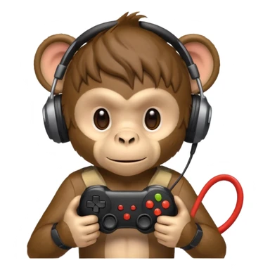 gamer monkey, game controller on hand, headset  sticker