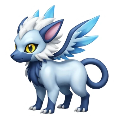 White glossy soft silky furry iridesent Absol-Shinx-Luxray-fusion-hybrid, full body sticker