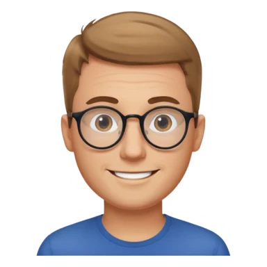 homme blanc cheveux très court marron clair sans barbe sourrir avec lunettes rondes sticker