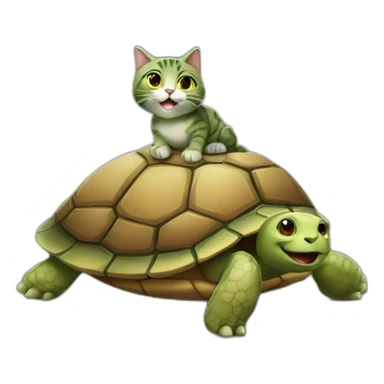 Un chat sur une tortue sticker