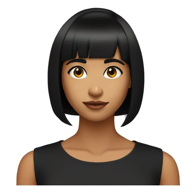 Young Indian women straight bob haircut with bangs (black hair) (Wearing black sleeveless top)) sticker