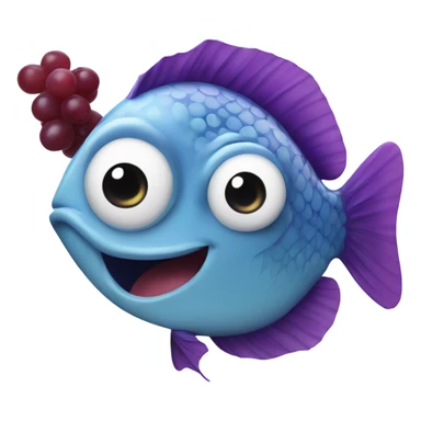fish , grape, silly sticker