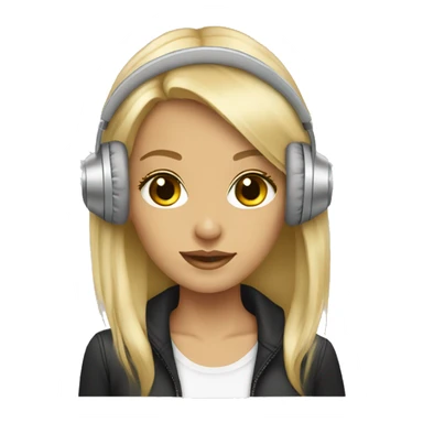 blonde dj girl straight hair with beige headphones sticker