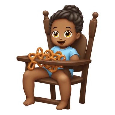 Baby girl eating pretzels in high chair sticker