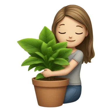  white Girl hugging plant sticker
