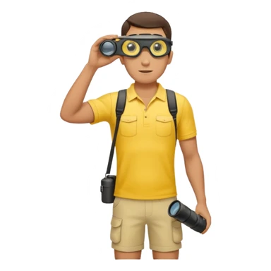 Male lifeguard – yellow shirt, binoculars in hand, scanning the sea, full body sticker