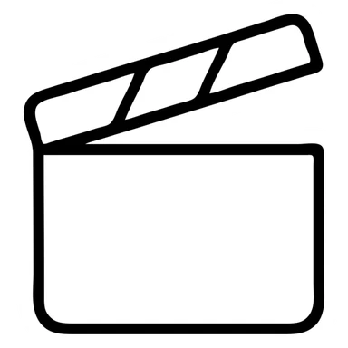 Ultra simplified movie clapper board with two simple rectangles and a diagonal line sticker