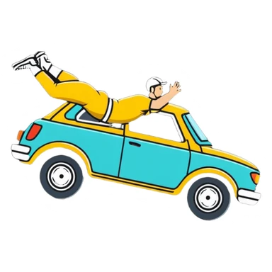 Car with bike in air sticker