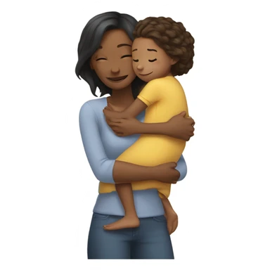 Mother huggings with a girl sticker