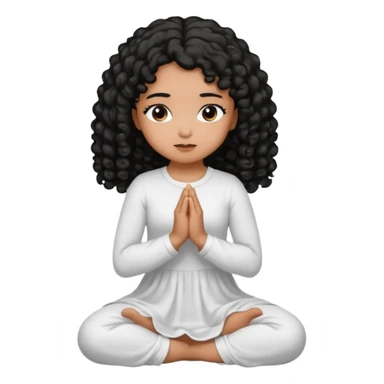 girl praying on knees curls black hair and brown skin sticker