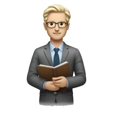 a white-skinned psychologist with a notebook in his hands sticker