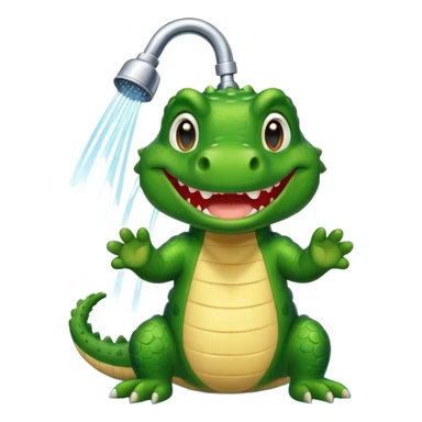 Cute crocodile is showing under the shower like game Where's my water sticker