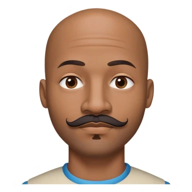 Oxumarê as a 37-year-old bald Black man with smooth oval head, indigenous facial features, mustache with goatee (no facial hair on sides of face), contour from chin to lips, and a mole on left side below lip sticker