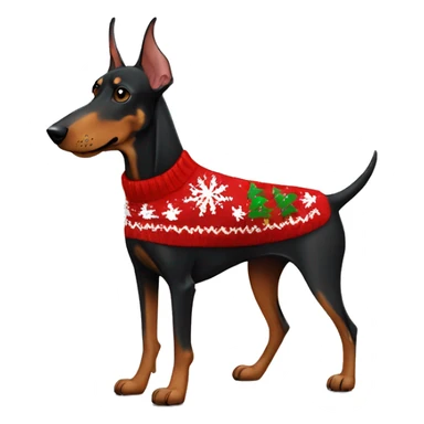 doberman in a christmas sweater sticker