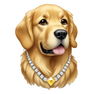 golden retriever with diamond necklace  sticker