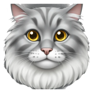 Gray and white fluffy cat sticker