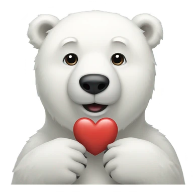 polar bear with a heart sticker