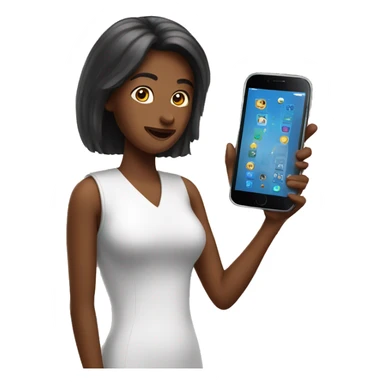 woman showing big phone sticker